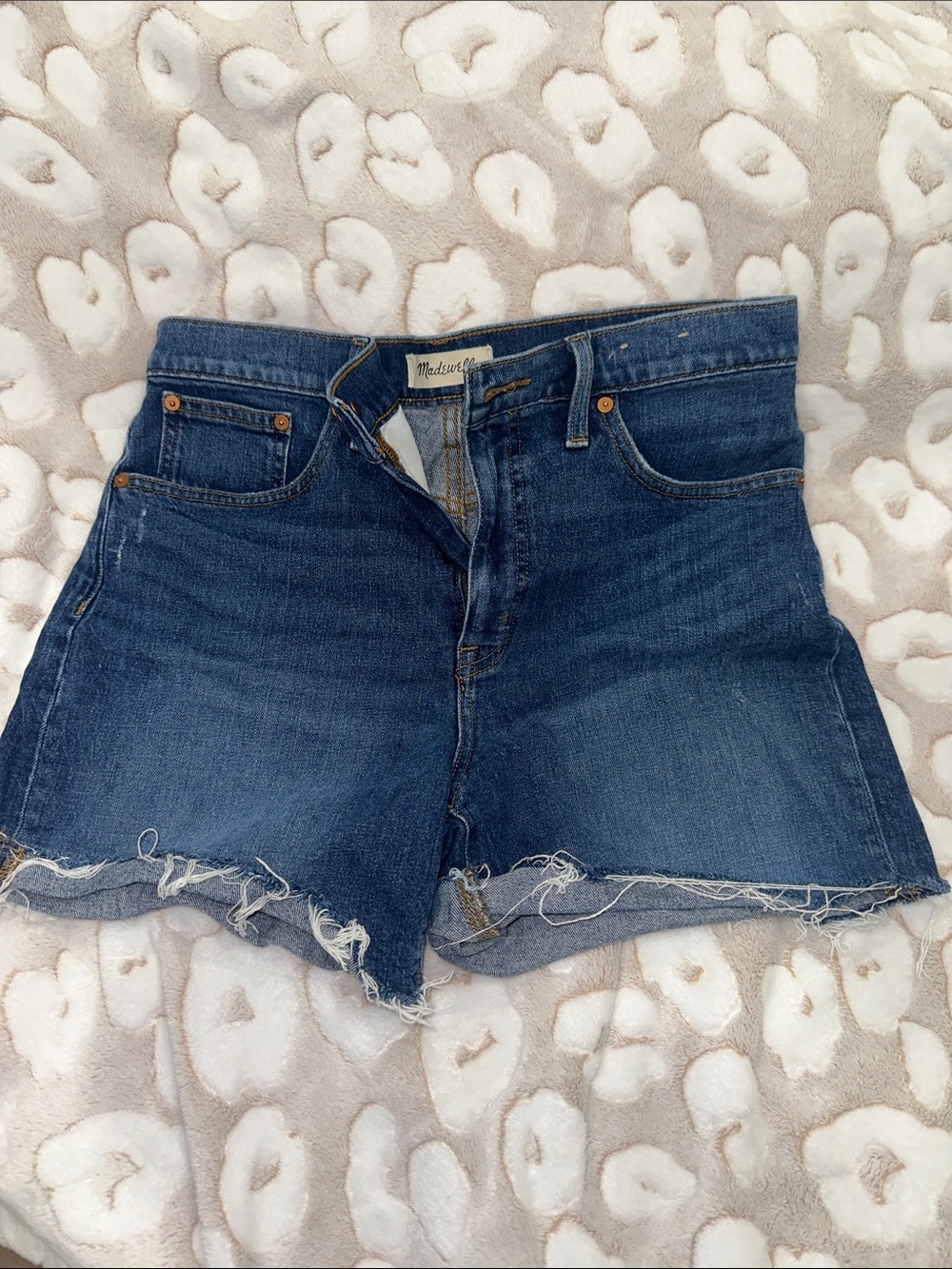 Madewell Dark Blue High-Rise Cutoff Jean Shorts
